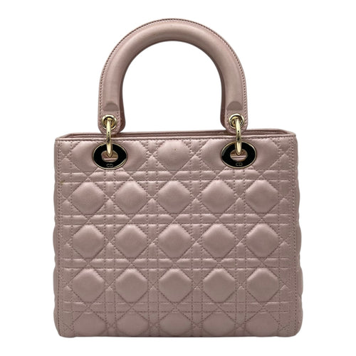 Christian Dior Lady Dior Top Handle Bag Medium Pink in Lambskin, Gold hardware_2