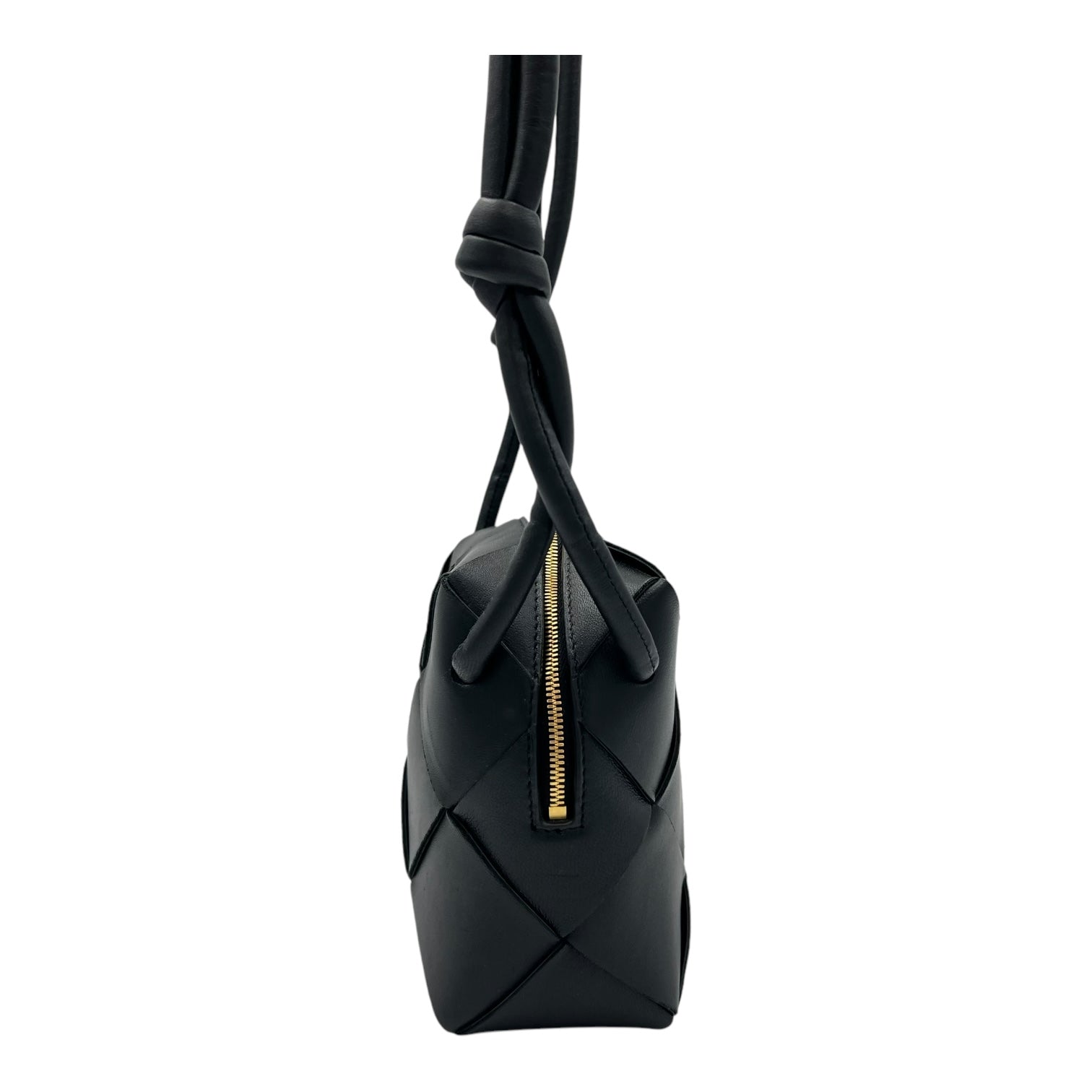 Bottega Veneta Cassette Crossbody Bag Black in Lambskin, Gold hardware_4
