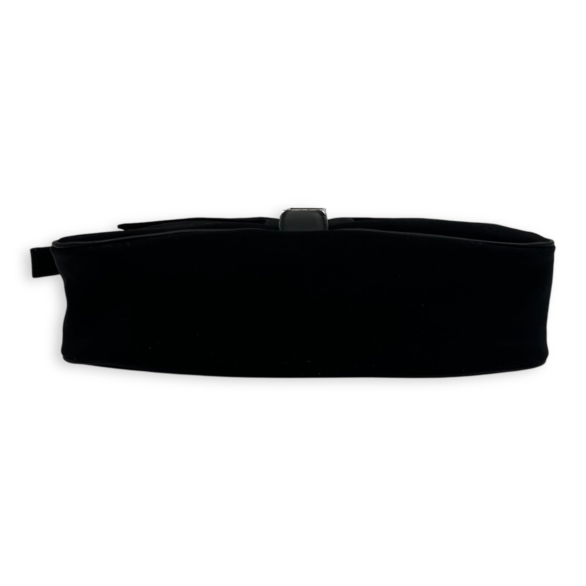 Salvatore Ferragamo Logo Shoulder Bag Black in Nylon, Silver hardware_5
