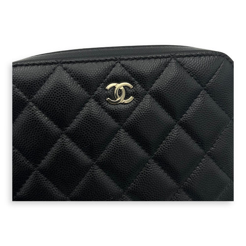 Chanel Vanity Crossbody Bag Black in Caviar Leather, Gold hardware_7
