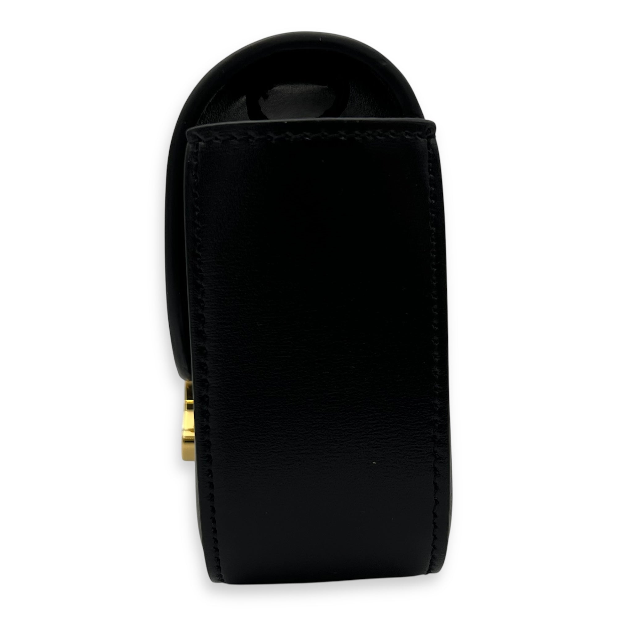 Celine Claude Crossbody Bag Black in Calfskin, Gold hardware_4