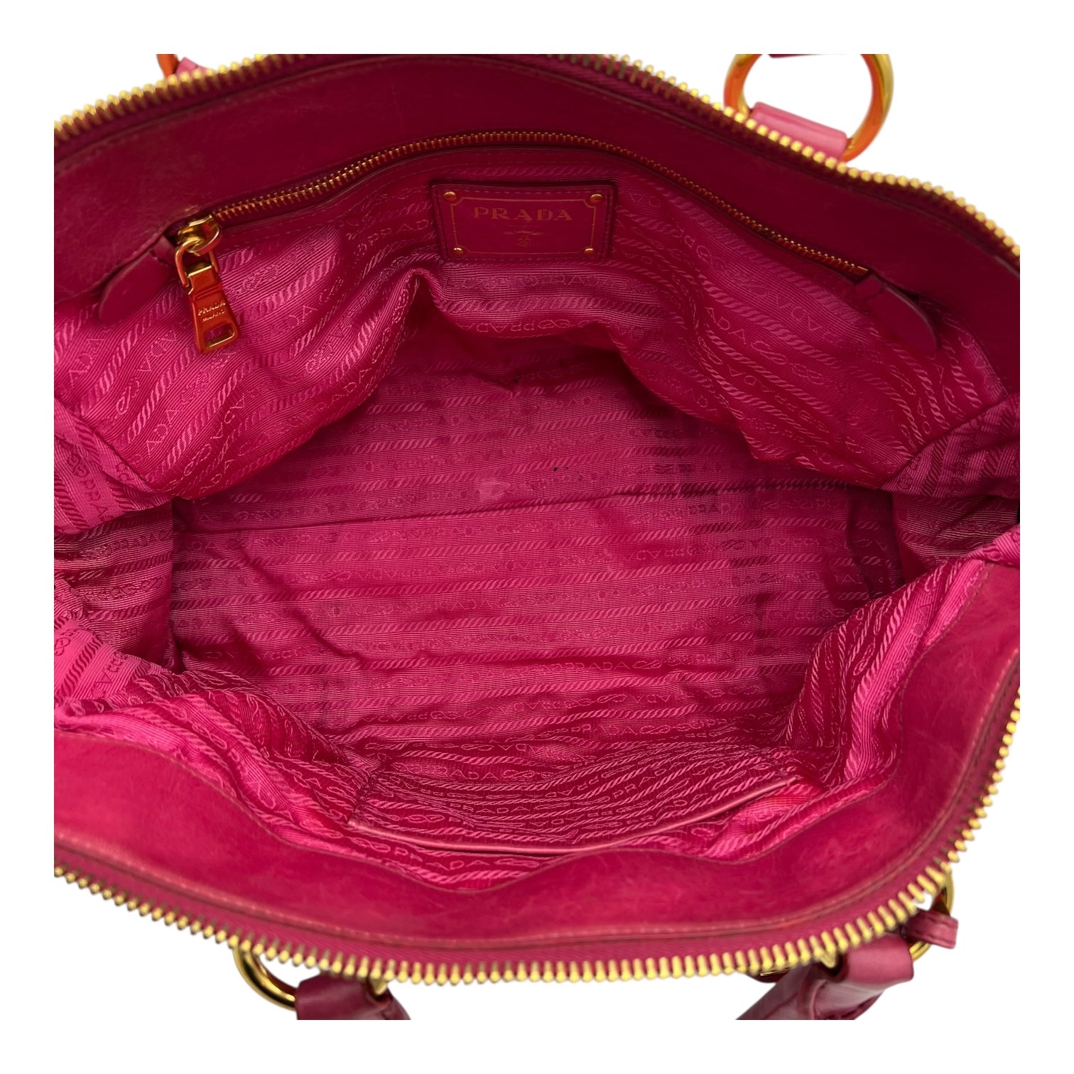 Prada Vitello Shine Top Handle Bag Medium Pink in Calfskin, Gold hardware_6
