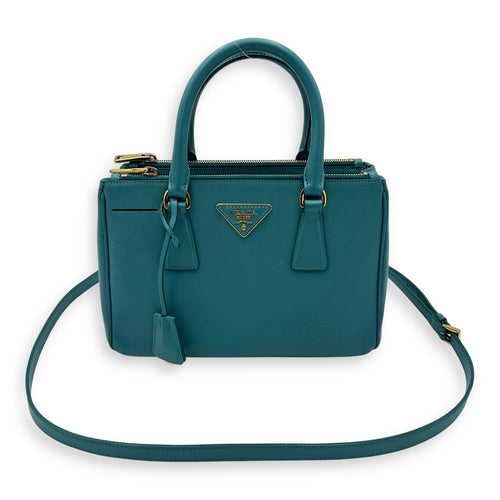 Prada Galleria Top Handle Bag Blue in Saffiano Leather, Gold hardware_14