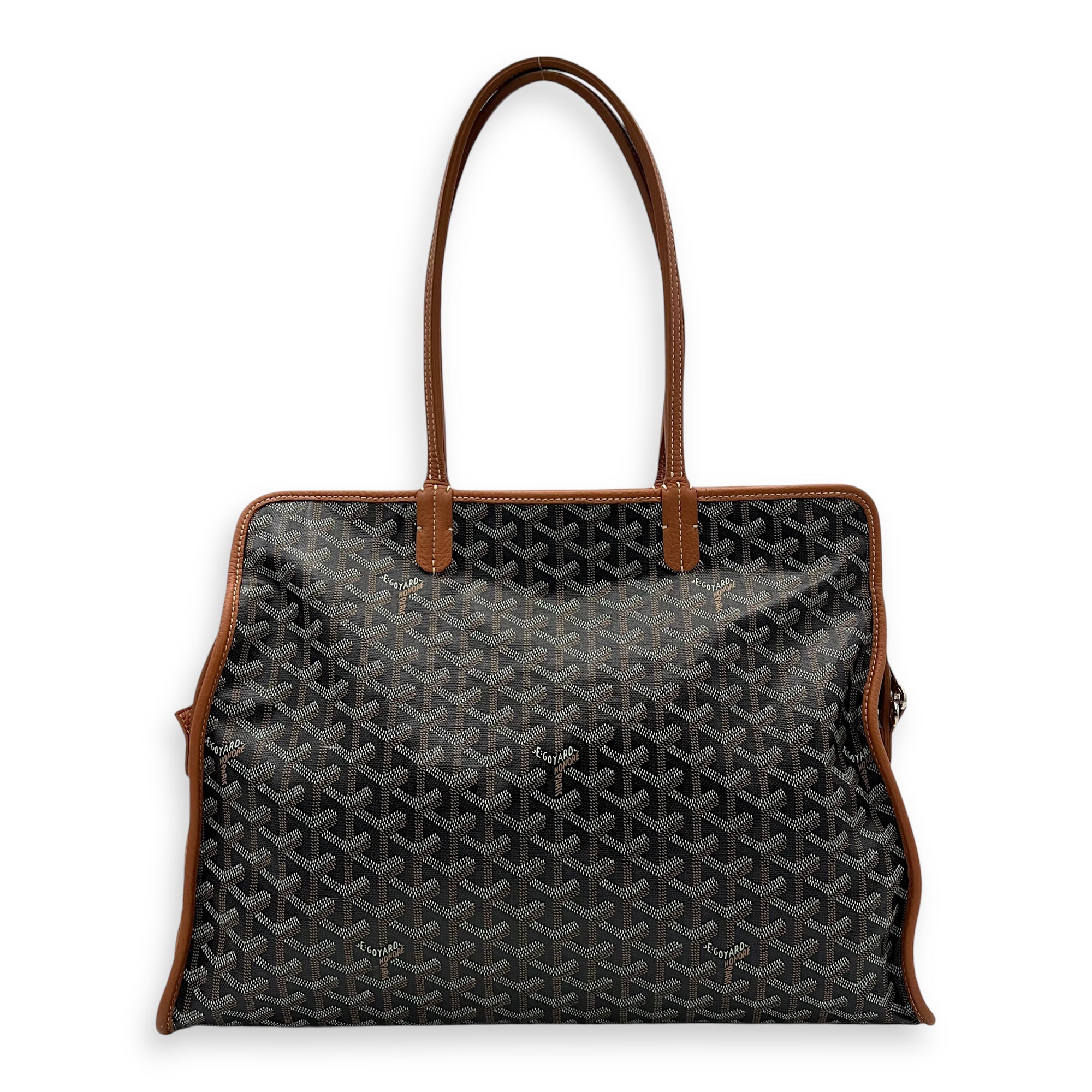 Goyard Hardy PM Brown Shoulder Bag in Coated Canvas, Silver hardware_2