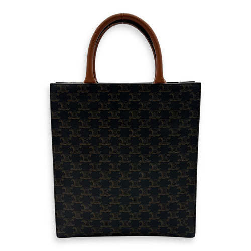 Celine Triomphe Top Handle Bag Brown in Coated Canvas, Gold hardware_2