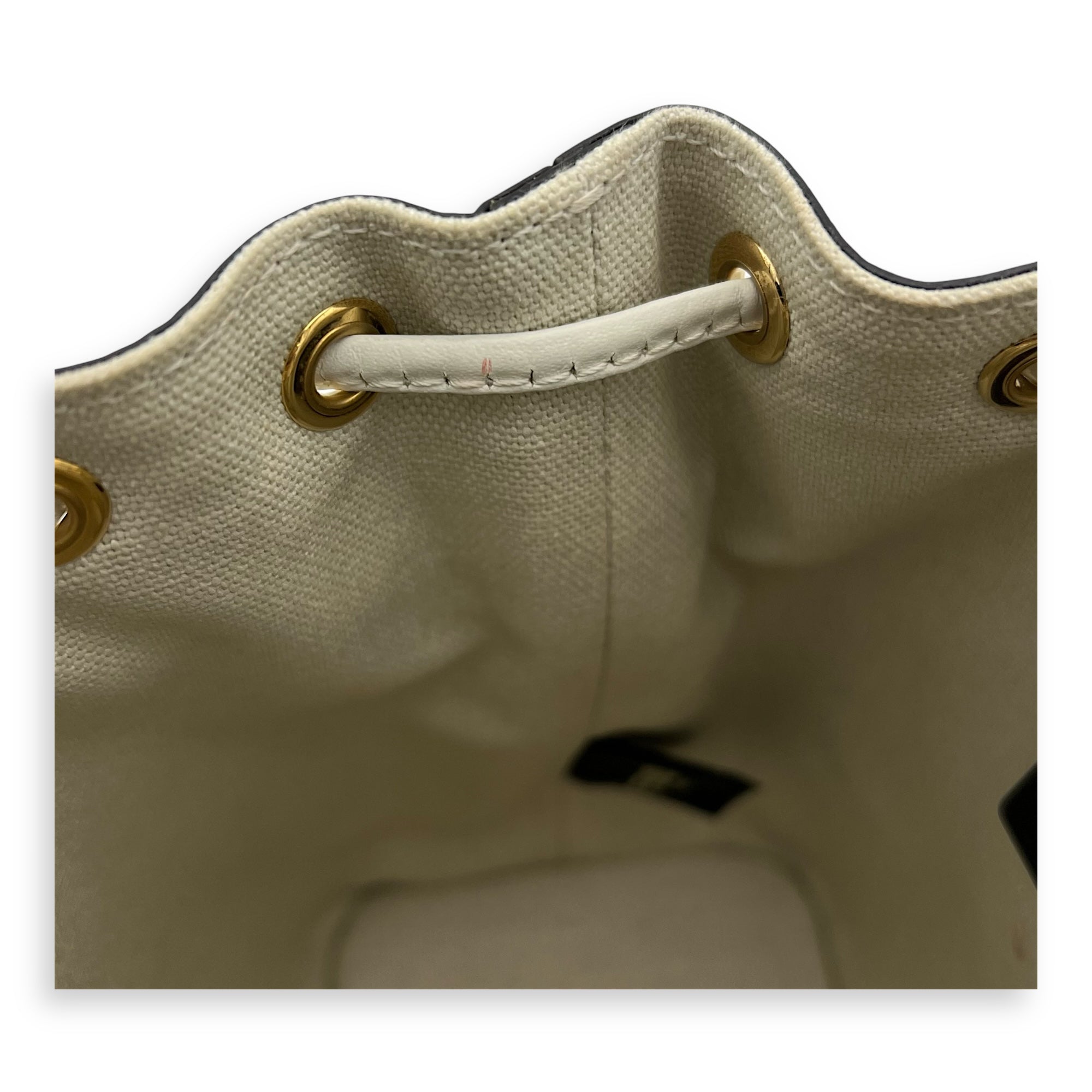 Fendi Mon Tresor Mini White Bucket Bag in Canvas, Silver hardware_7