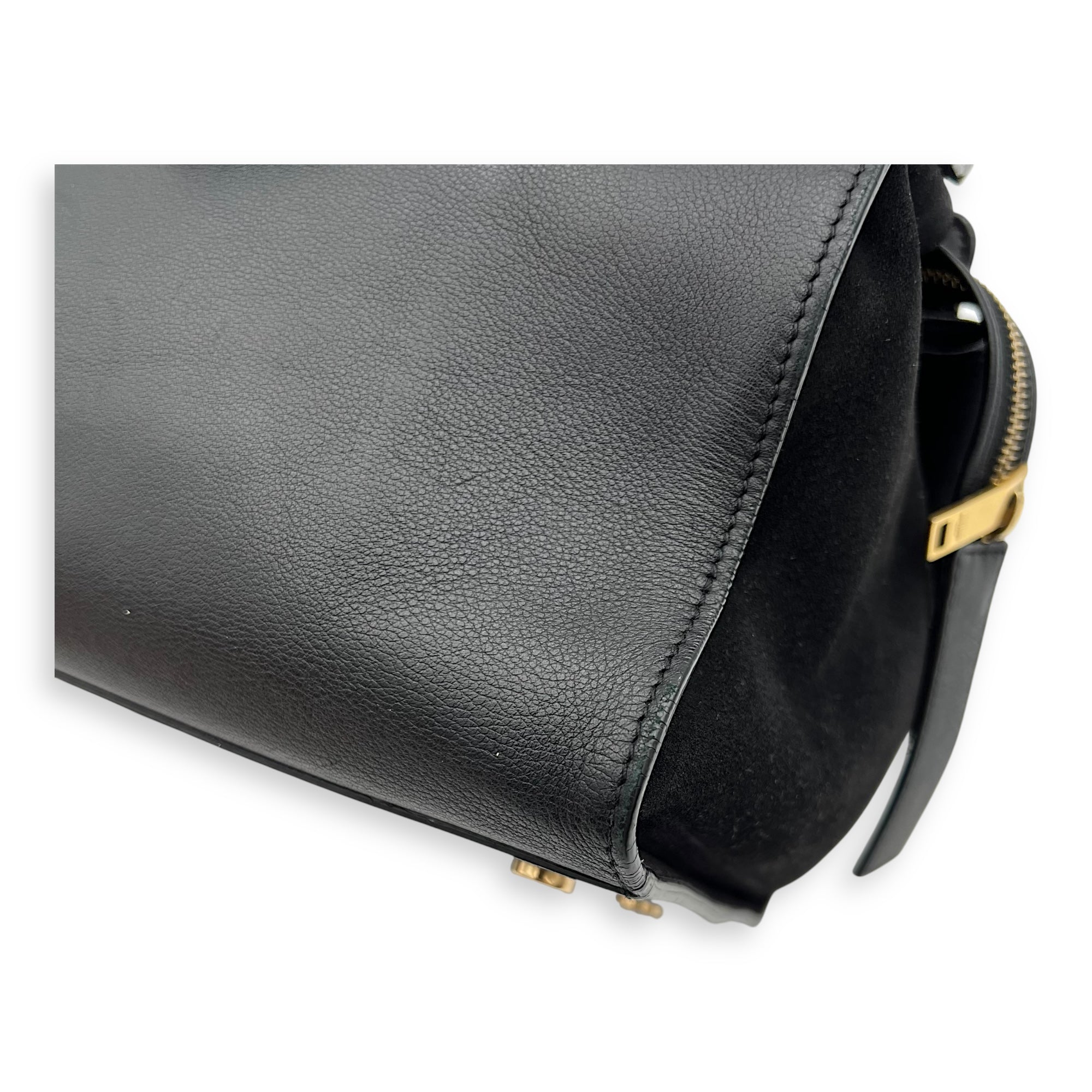 Saint Laurent Downtown Top Handle Bag Black in Calfskin, Gold hardware_9