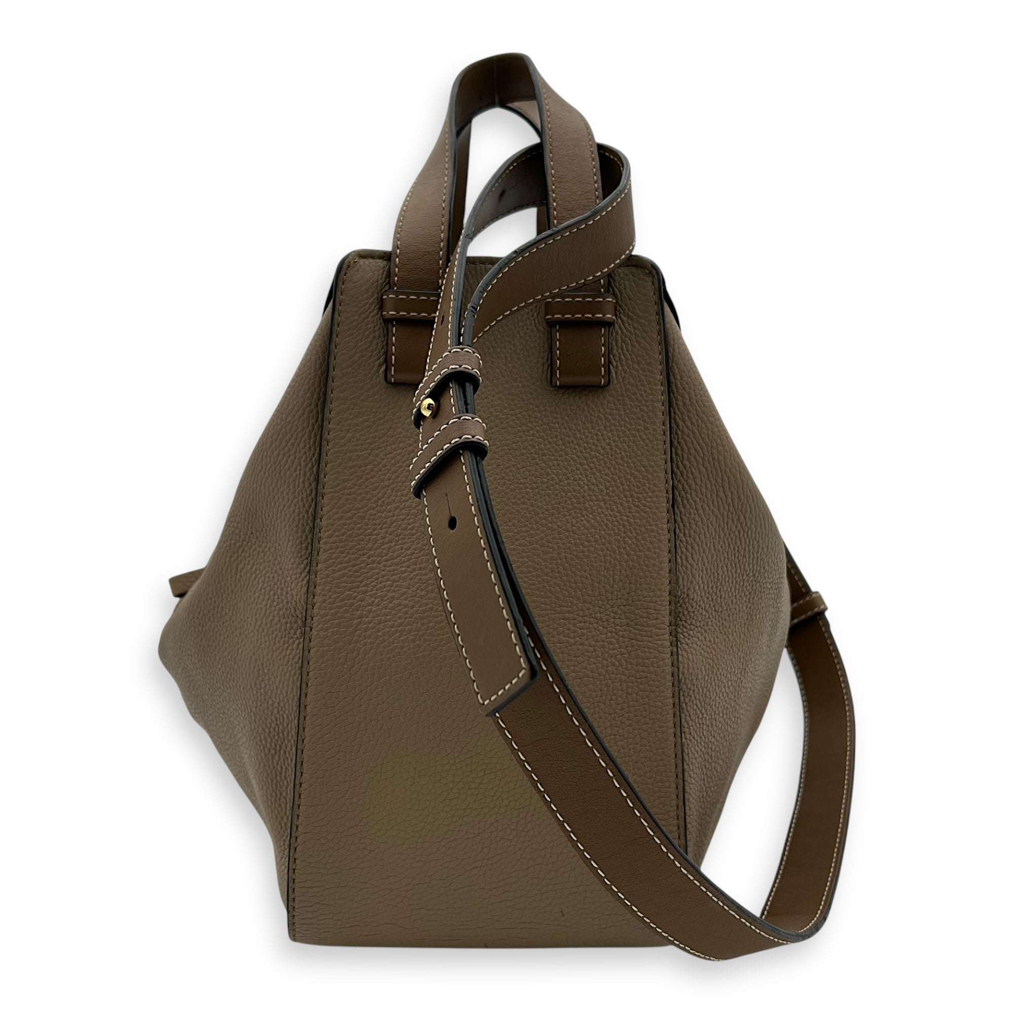 Loewe Hammock Medium Beige Top Handle Bag in Calfskin, Gold hardware_2
