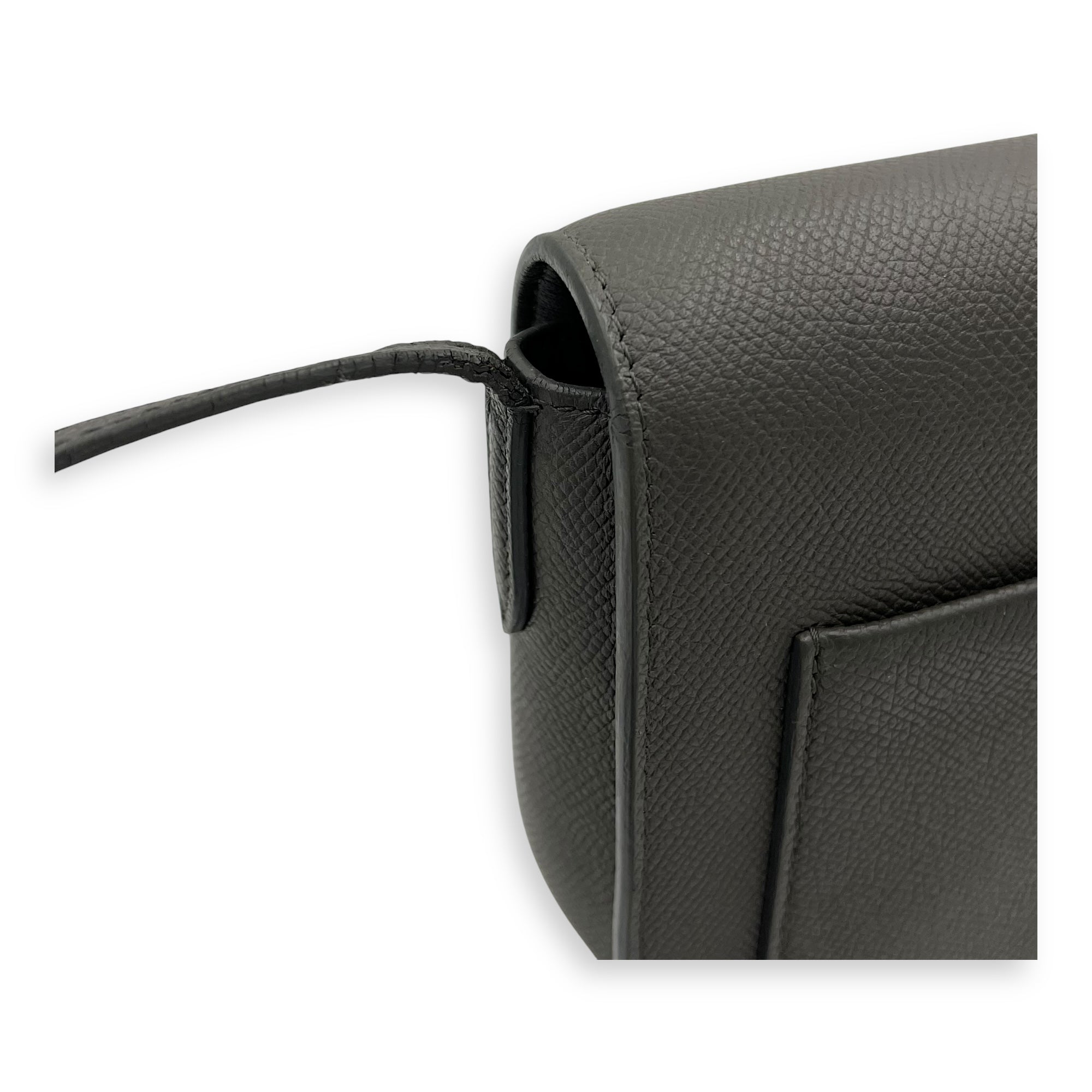 Celine Trotteur Crossbody Bag Grey in Calfskin, Gold hardware_10