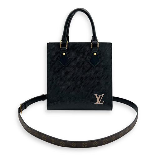 Louis Vuitton Sac Plat Top Handle Bag Black in Epi Leather, Gold hardware_13