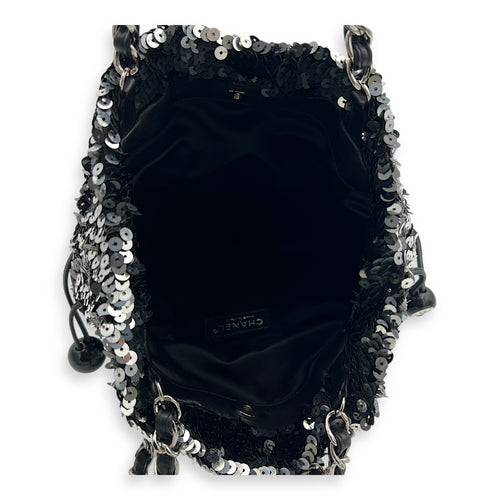 Chanel CC Tote Bag Silver in Sequins, Silver hardware_6