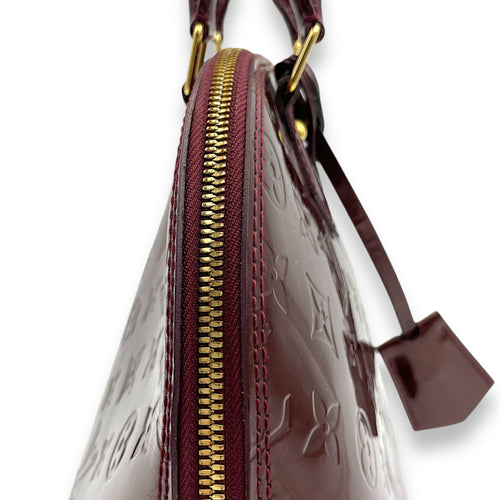 Alma PM Red Top Handle Bag in Patent Leather, Gold hardware