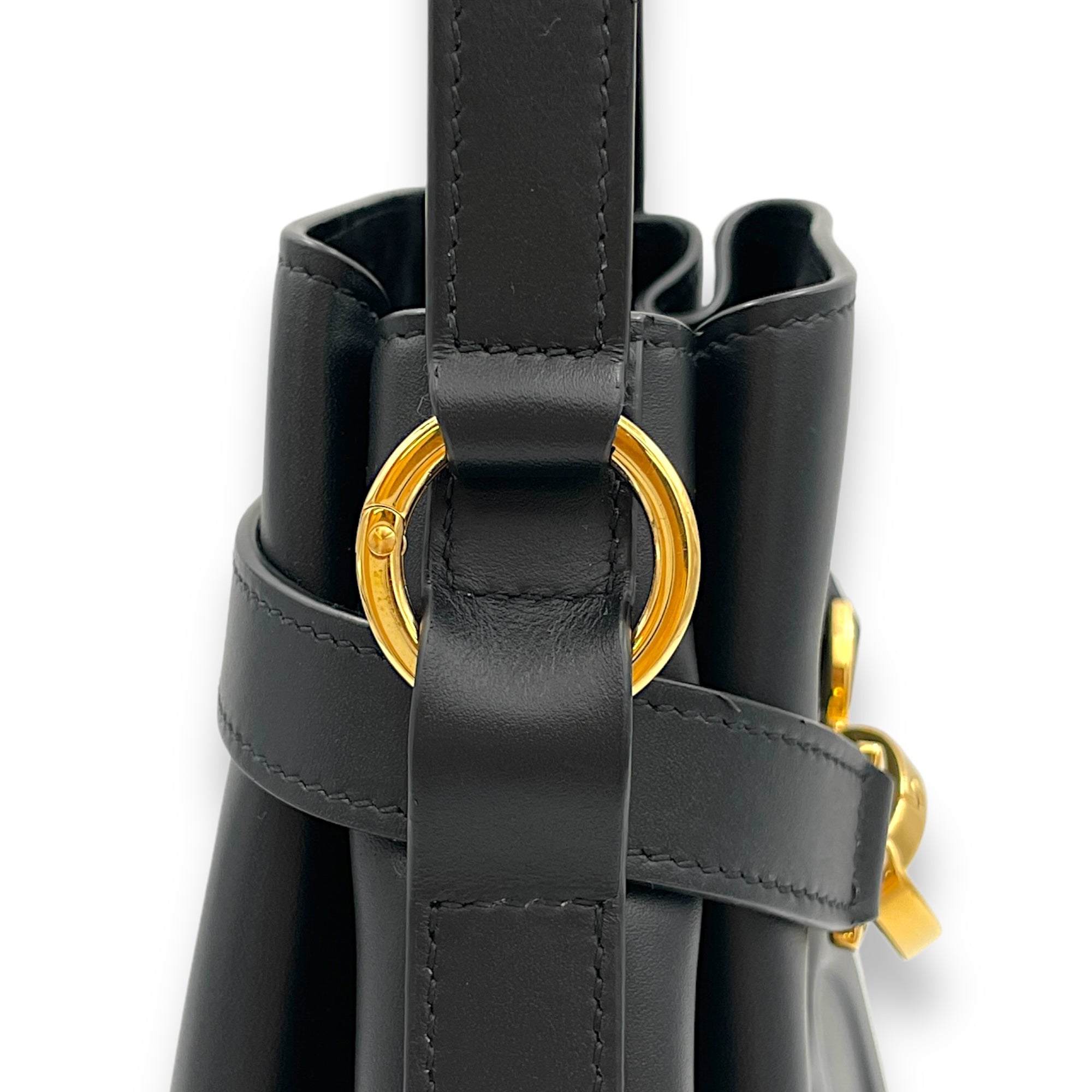 C'est Medium Black Bucket Bag in Calfskin, Gold hardware