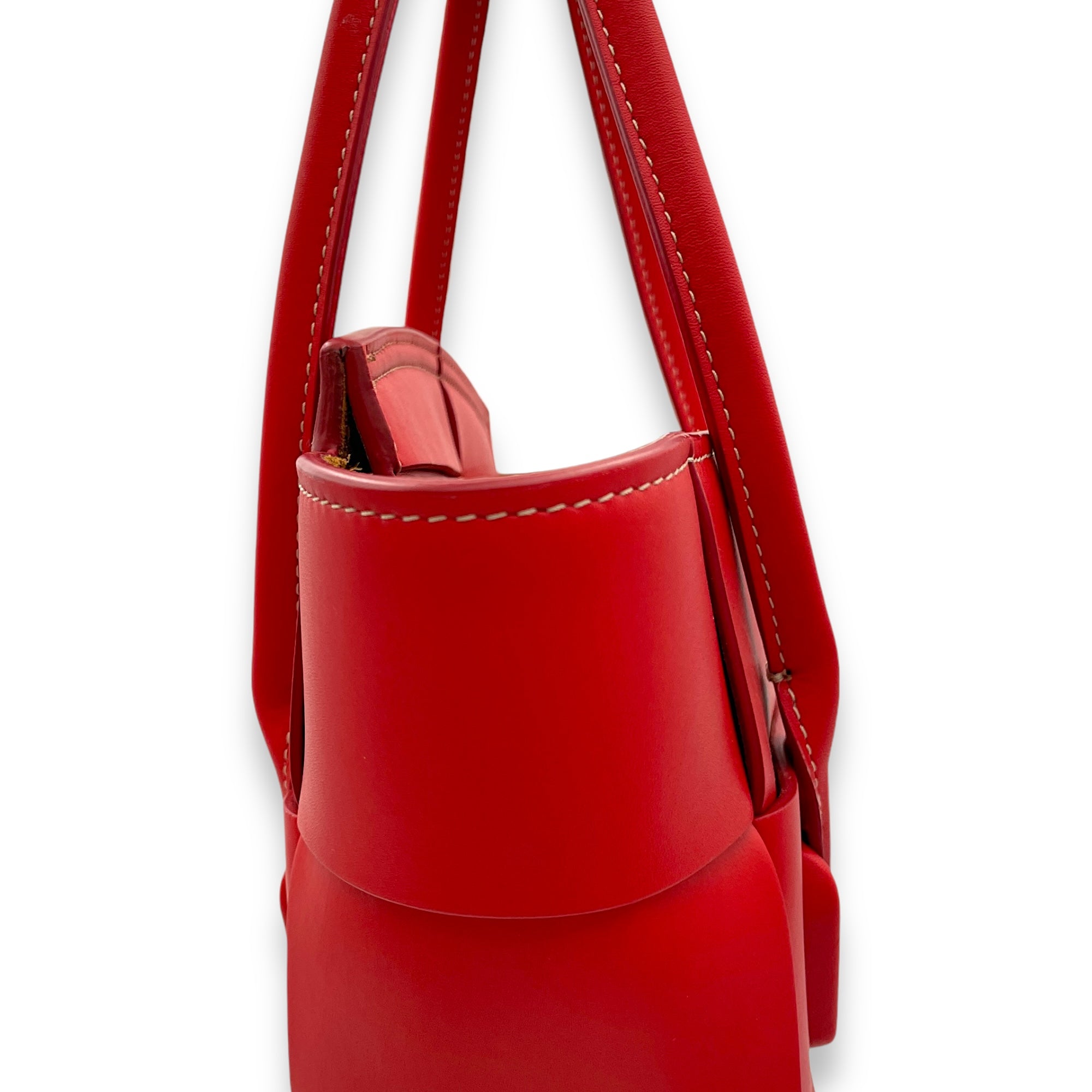 Arco Tote Bag Red in Lambskin, Silver hardware