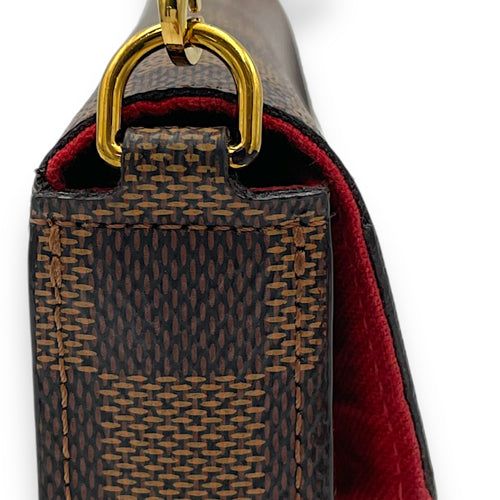 Felicie Wallet On Chain Brown in Coated Canvas, Gold hardware