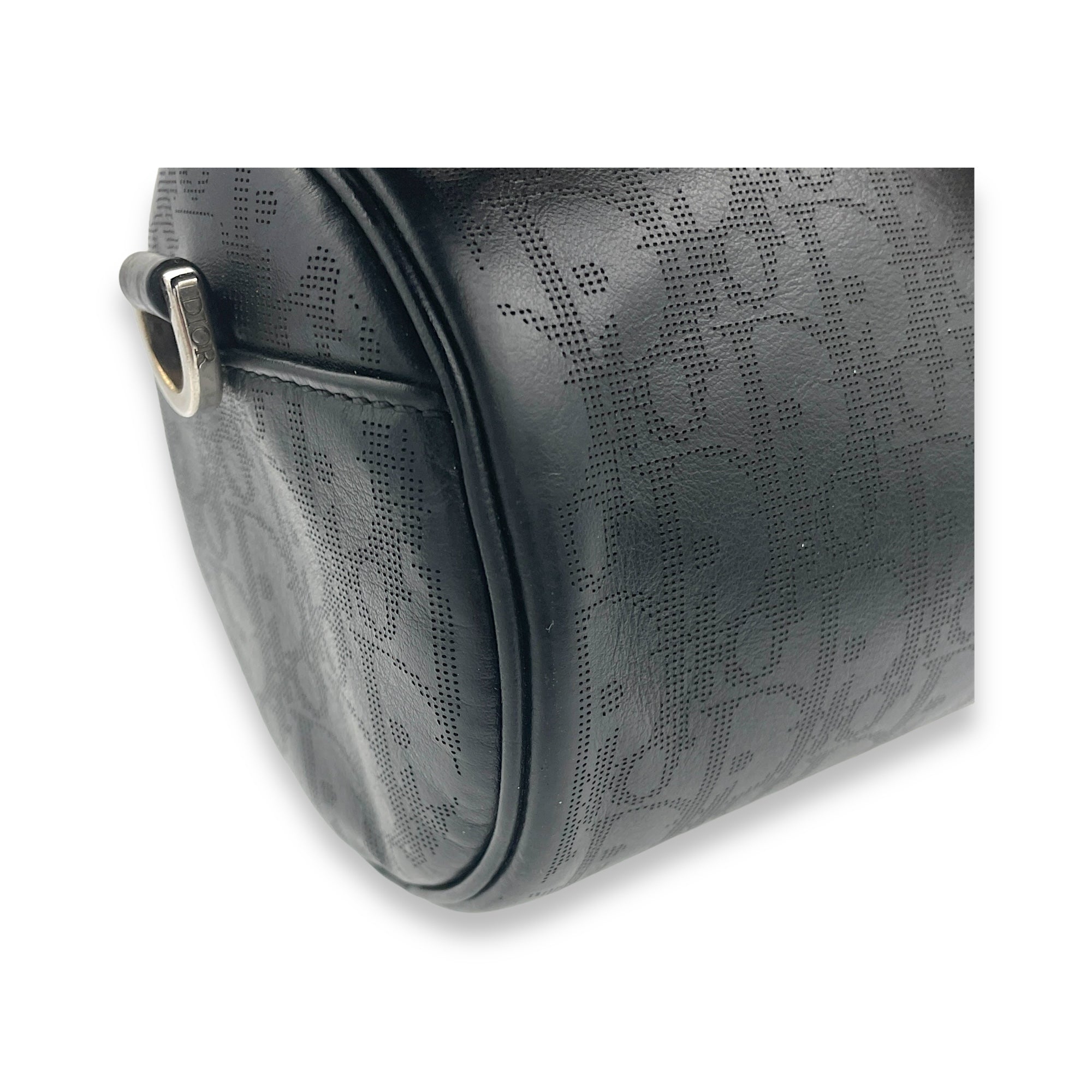 Roller Crossbody Bag Black in Calfskin, Silver hardware