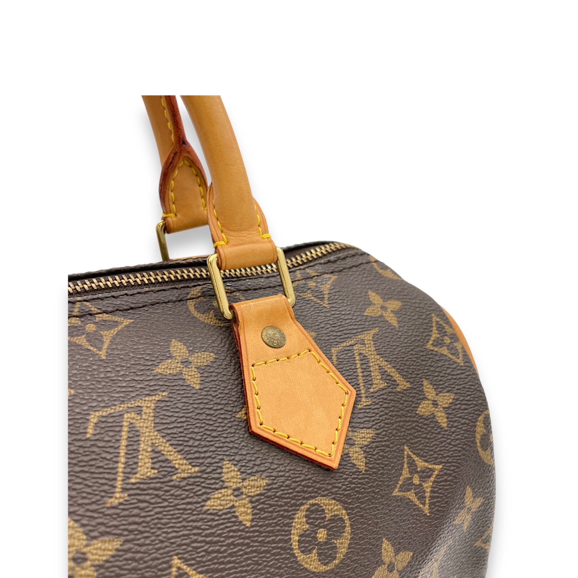 Speedy Top Handle Bag 25 Brown in Monogram Coated Canvas, Gold hardware