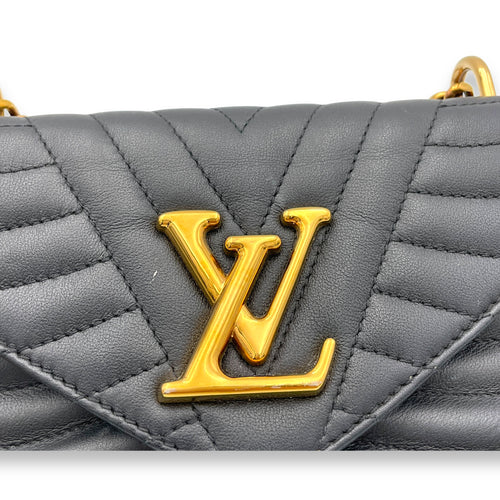 New Wave Crossbody Bag Black in Calfskin, Gold hardware