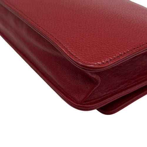 Timeless CC Red Wallet On Chain in Caviar Leather, Silver hardware