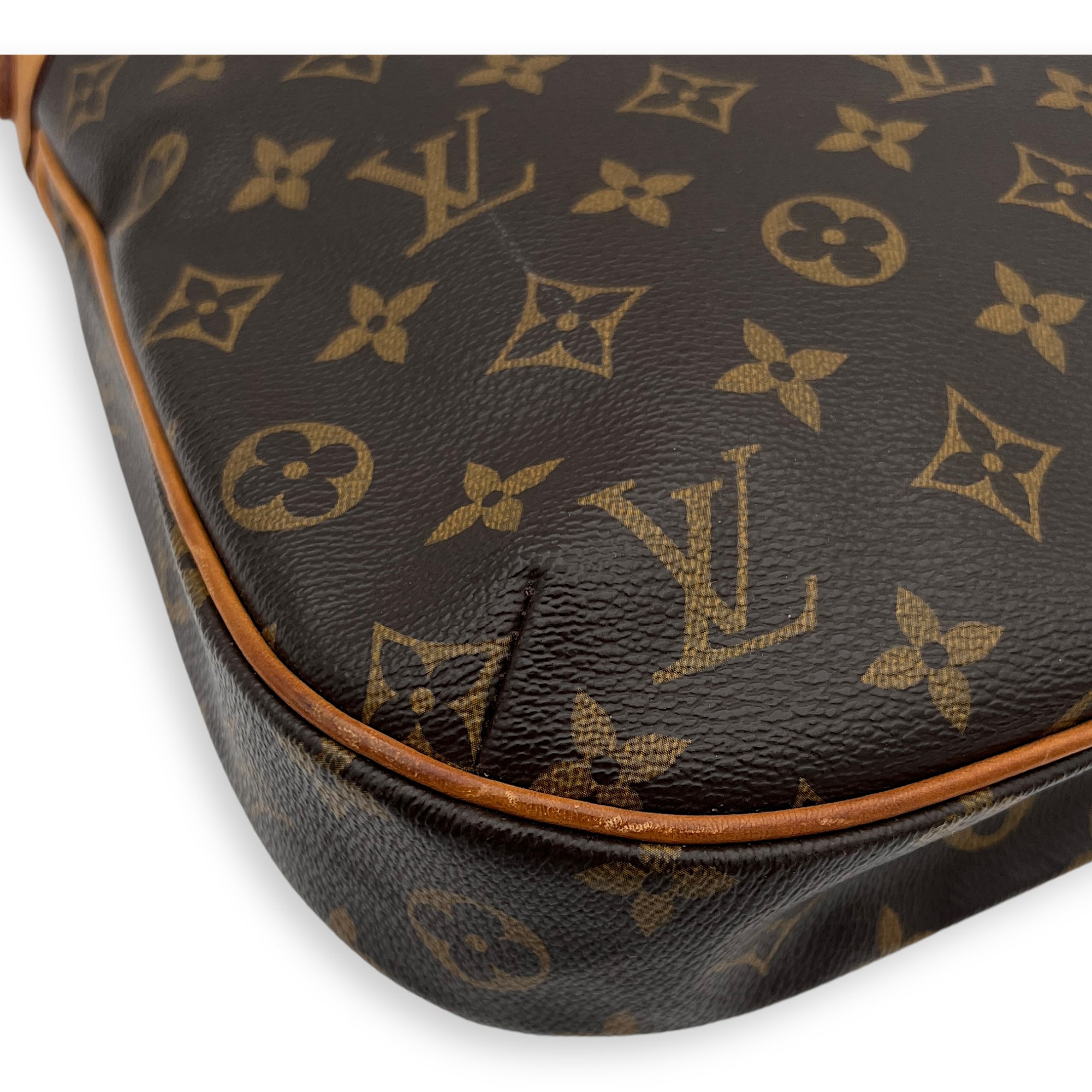 Odeon Crossbody Bag Brown in Monogram Coated Canvas, Gold hardware