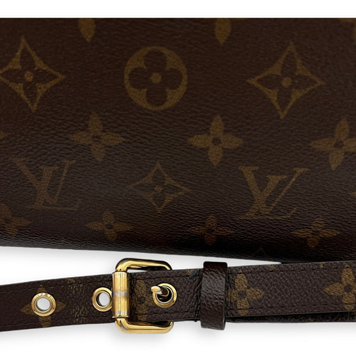 Pallas Top Handle Bag Brown in Monogram Coated Canvas, Gold hardware