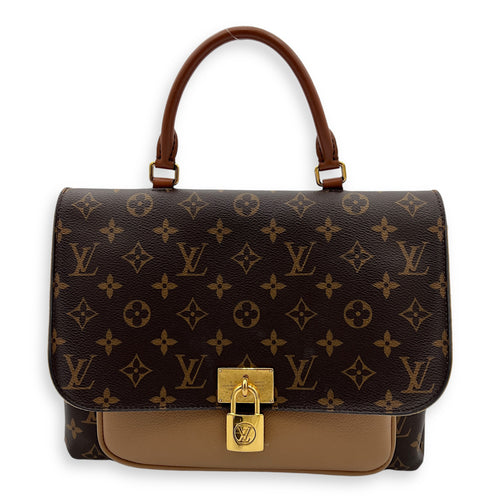 Marignan Top Handle Bag Brown in Monogram Coated Canvas, Gold hardware