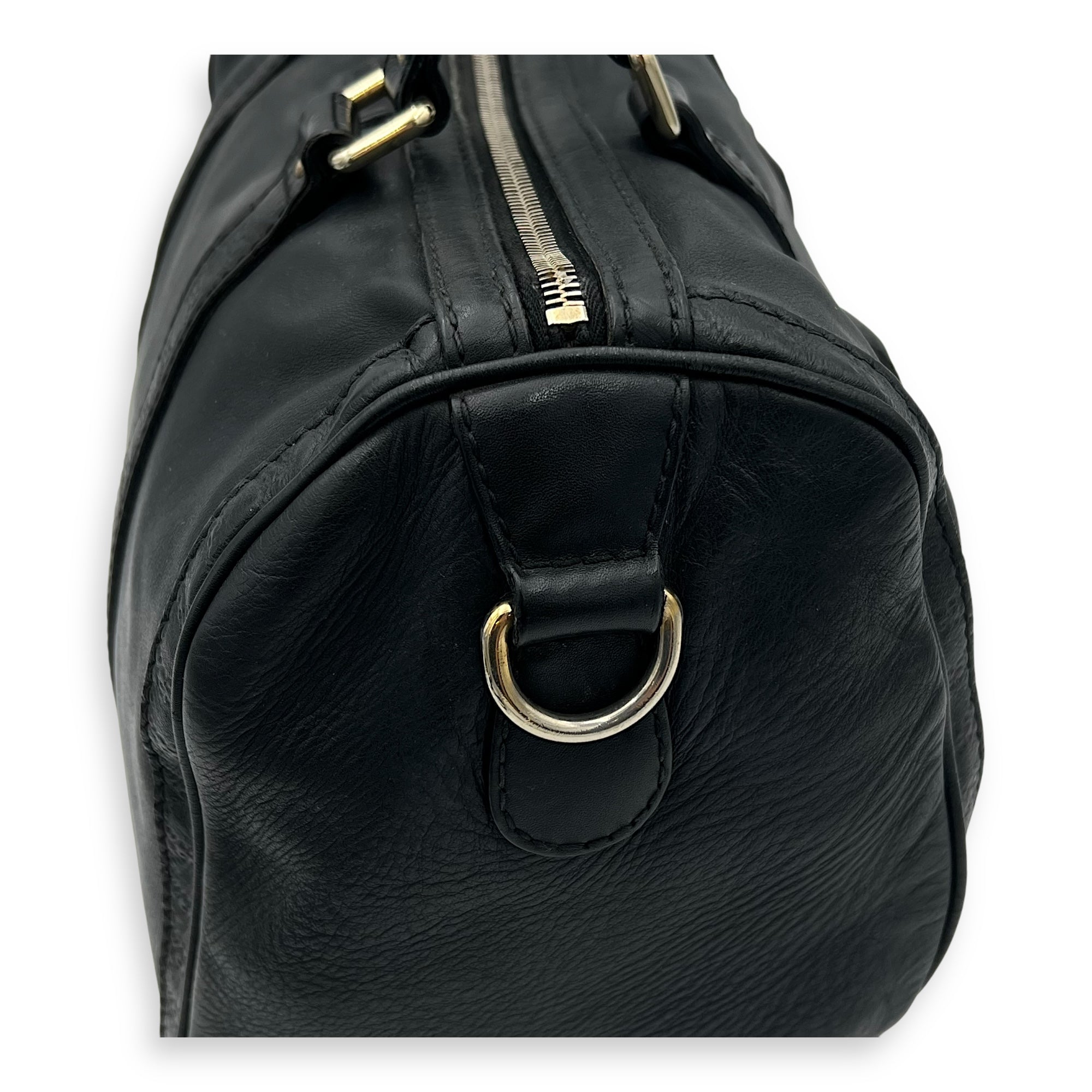 Boston Top Handle Bag Black in Calfskin, Light Gold hardware