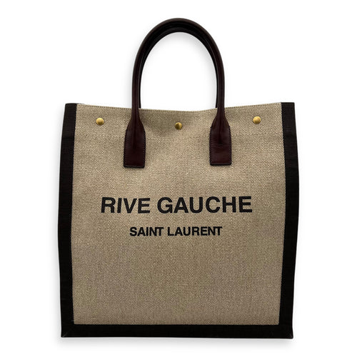 Saint Laurent Rive Gauche Tote Bag Brown in Canvas, Gold hardware_1