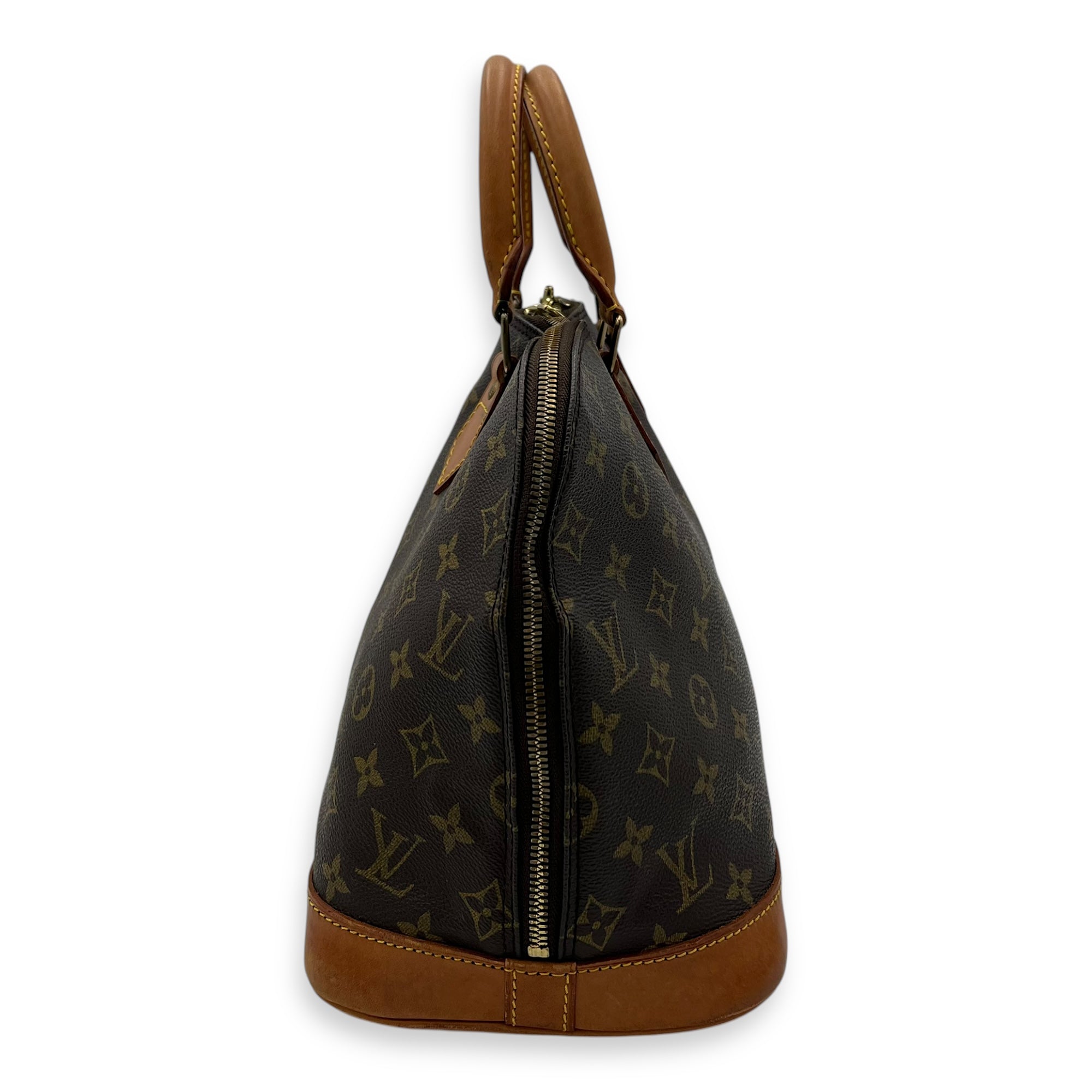 Louis Vuitton Alma Top Handle Bag PM Brown in Monogram Coated Canvas, Gold hardware_3