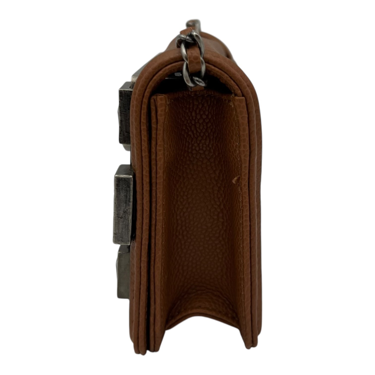 Chanel Dallas Boy Brick Crossbody Bag Brown in Caviar Leather, Ruthenium hardware_3