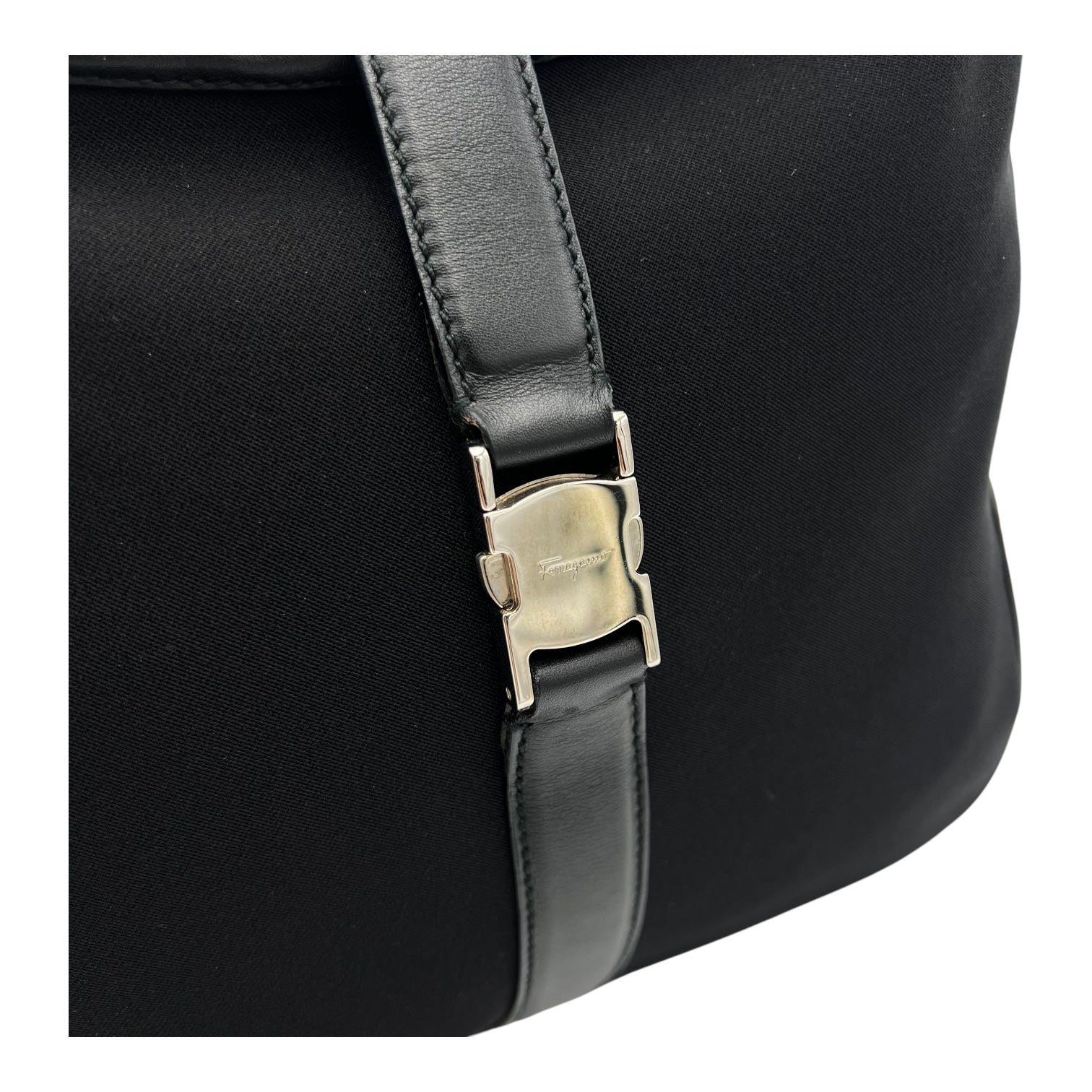 Salvatore Ferragamo Others Shoulder Bag Black in Canvas, Silver hardware_7