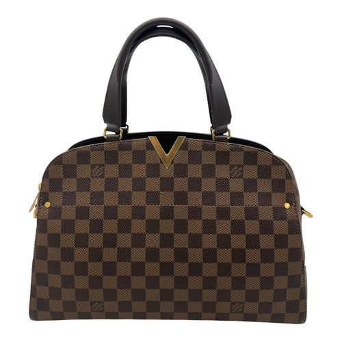 Louis Vuitton Kensington Top Handle Bag Damier Ebene in Coated Canvas, Gold hardware_1