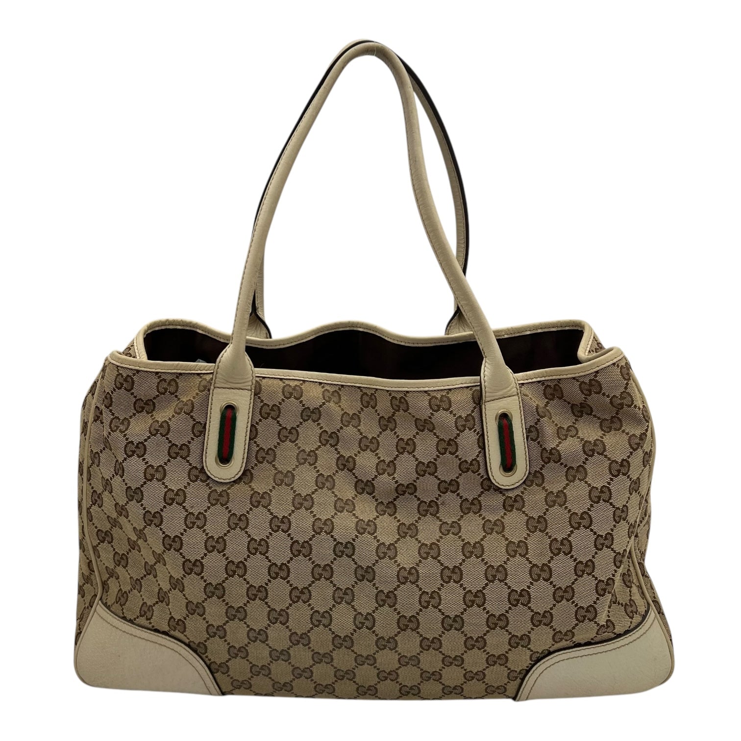 Gucci GG Shoulder Bag White in Canvas, Gold hardware_2