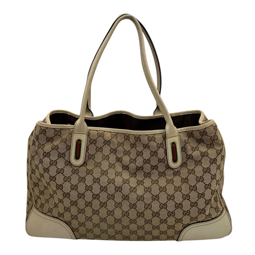 Gucci GG Shoulder Bag White in Canvas, Gold hardware_2