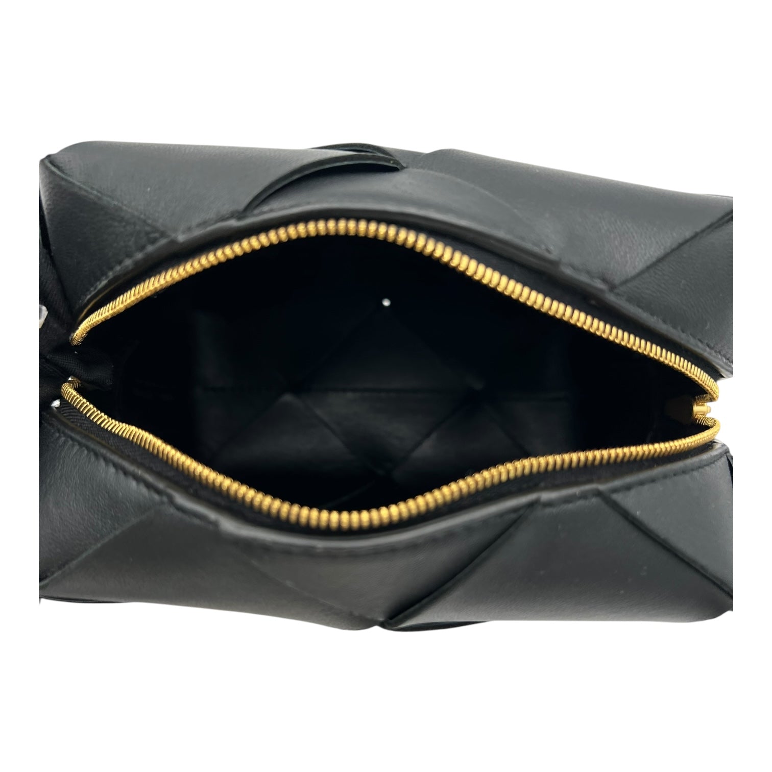 Bottega Veneta Cassette Crossbody Bag Black in Lambskin, Gold hardware_5