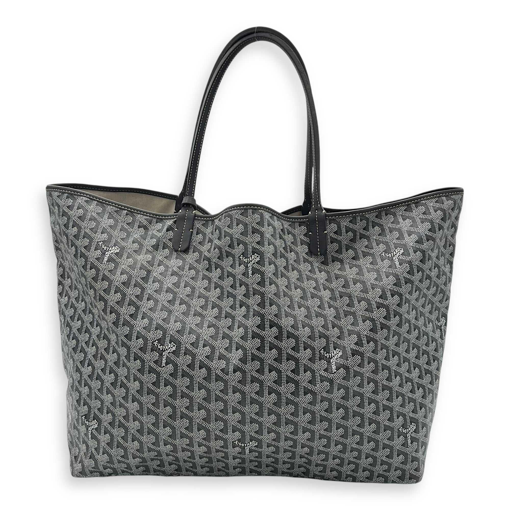 Goyard Saint Louis GM Grey Tote Bag in Coated Canvas, Silver hardware_2