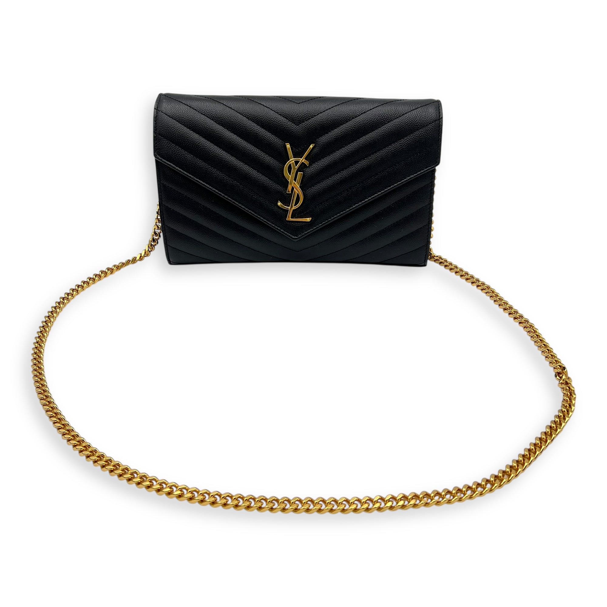 Saint Laurent Woc Crossbody Bag Medium Black in Calfskin, Gold hardware_10