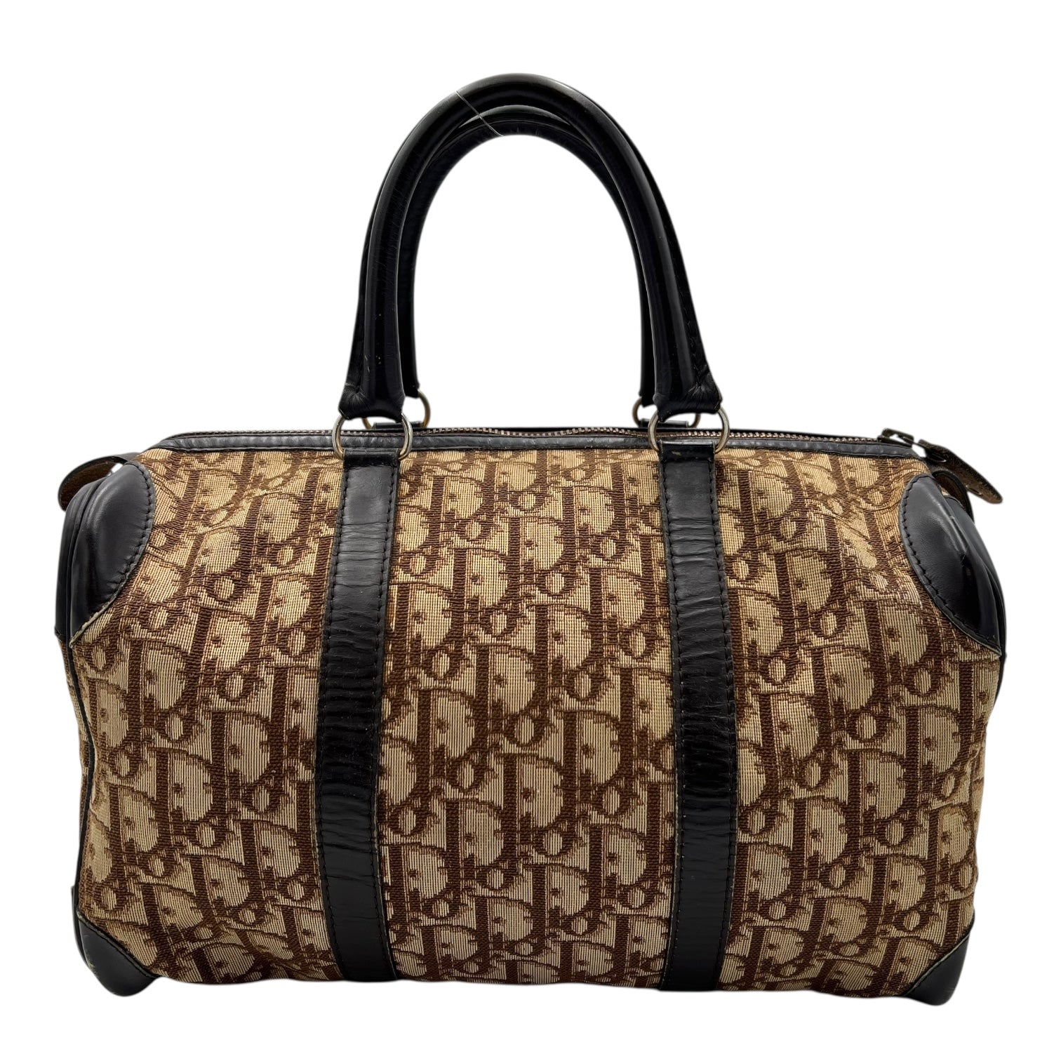 Christian Dior Trotteur Top Handle Bag Brown in Coated Canvas, Silver hardware_1