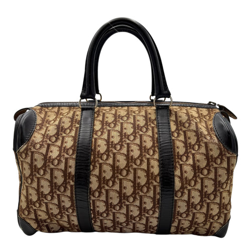 Christian Dior Trotteur Top Handle Bag Brown in Coated Canvas, Silver hardware_1