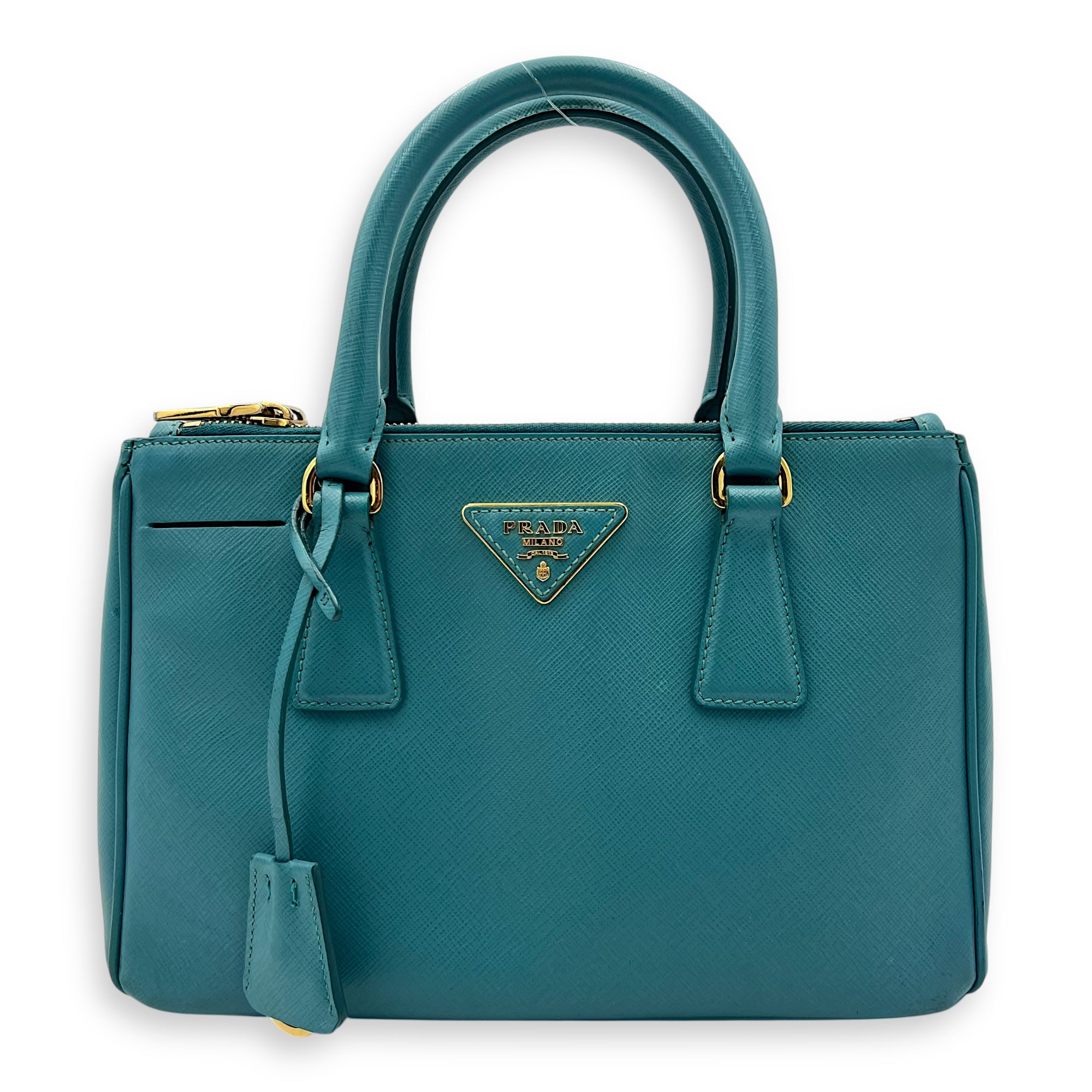 Prada Galleria Top Handle Bag Blue in Saffiano Leather, Gold hardware_1