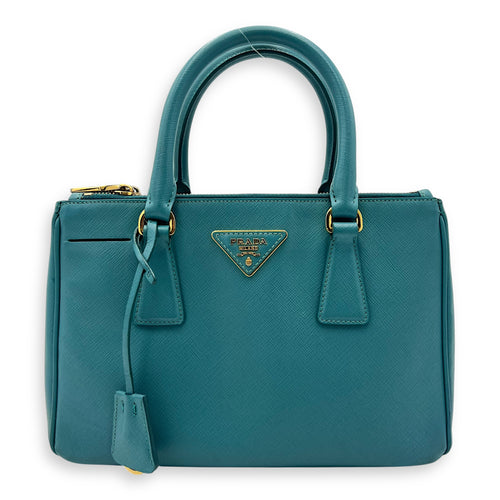 Prada Galleria Top Handle Bag Blue in Saffiano Leather, Gold hardware_1