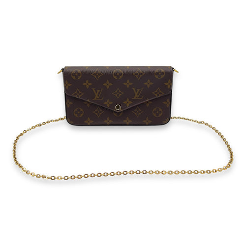 Louis Vuitton Felicie Wallet On Chain Brown in Monogram Coated Canvas, Gold hardware_9