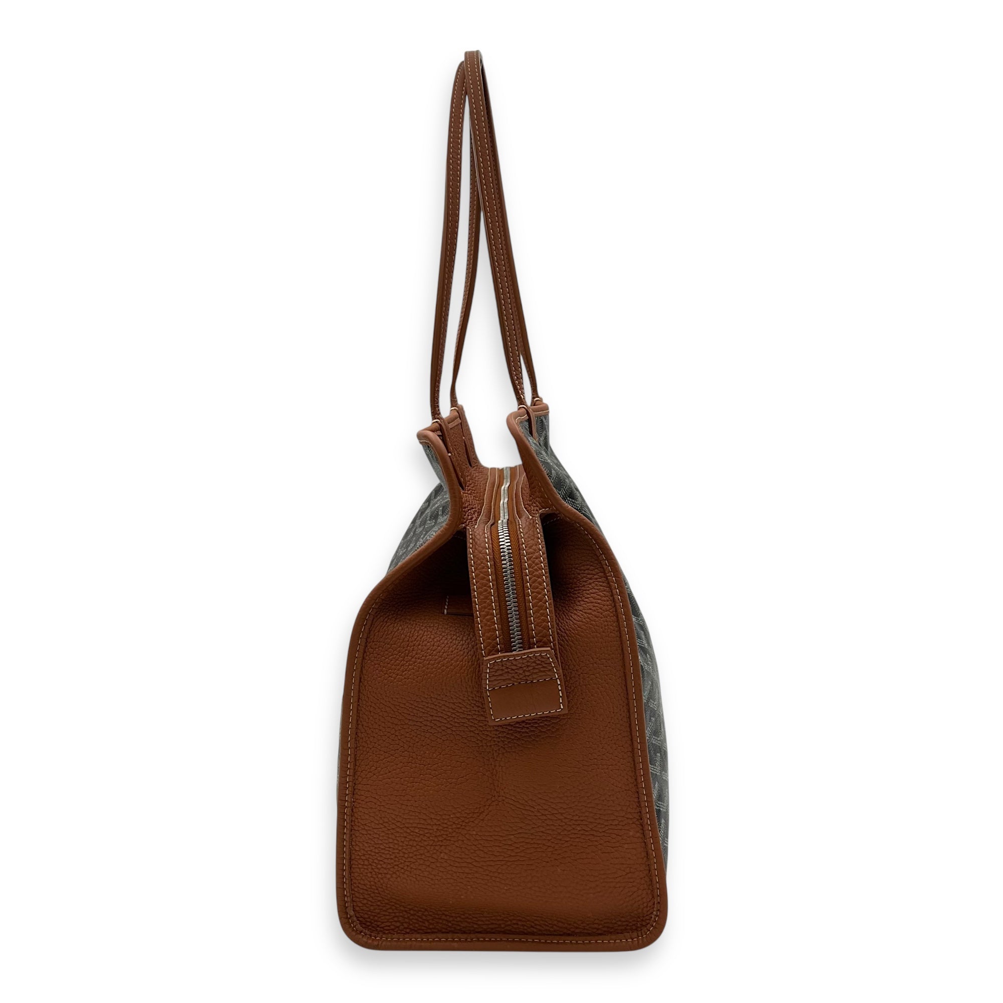 Goyard Hardy PM Brown Shoulder Bag in Coated Canvas, Silver hardware_4