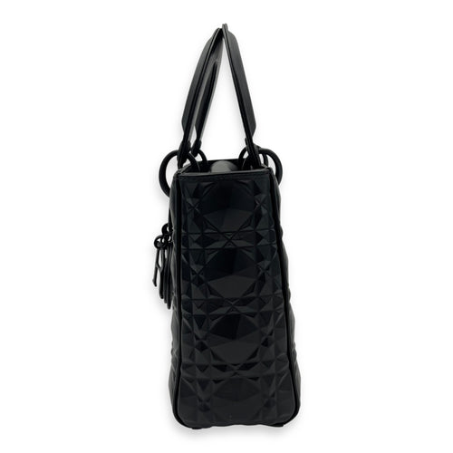 Christian Dior Lady Dior Medium Black Top Handle Bag in Calfskin, Ultramatte hardware_4