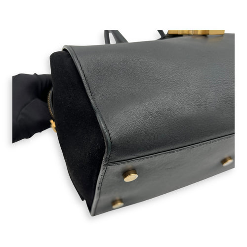 Saint Laurent Downtown Top Handle Bag Black in Calfskin, Gold hardware_8