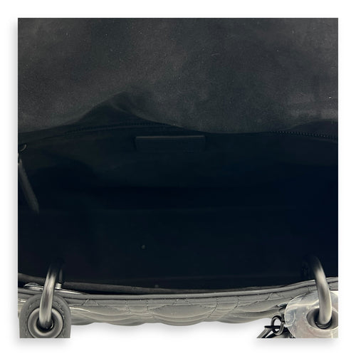 Christian Dior Lady Dior Large Black Top Handle Bag in Lambskin, Ultramatte hardware_6