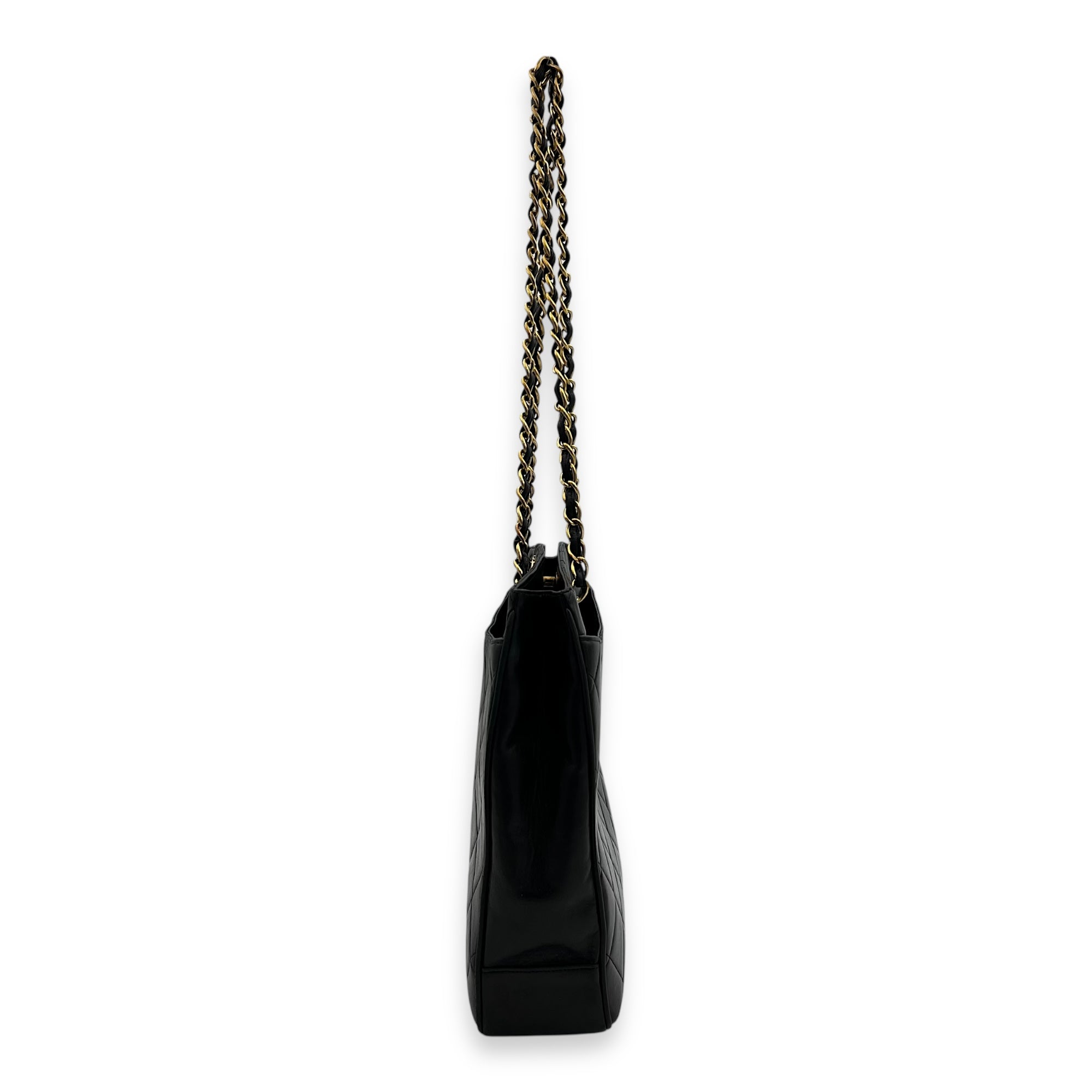 Chanel Vintage Big CC Tote Bag Black in Lambskin, Gold hardware_4