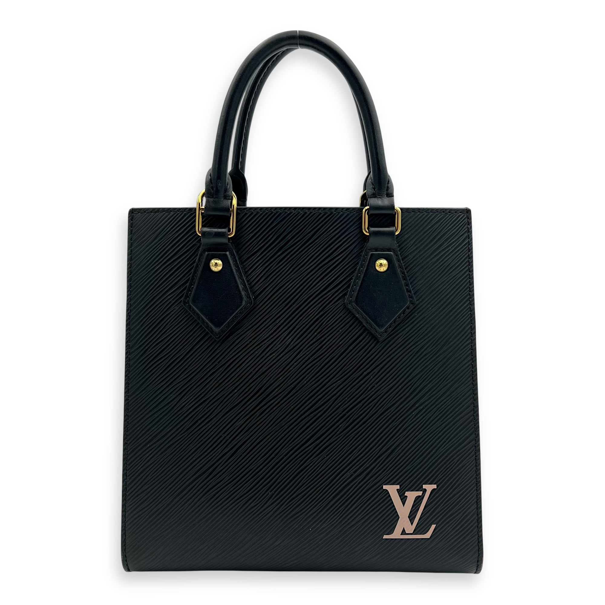 Louis Vuitton Sac Plat Top Handle Bag Black in Epi Leather, Gold hardware_1