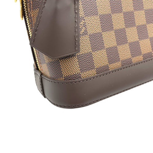 Alma Top Handle Bag BB Brown in Coated Canvas, Gold hardware