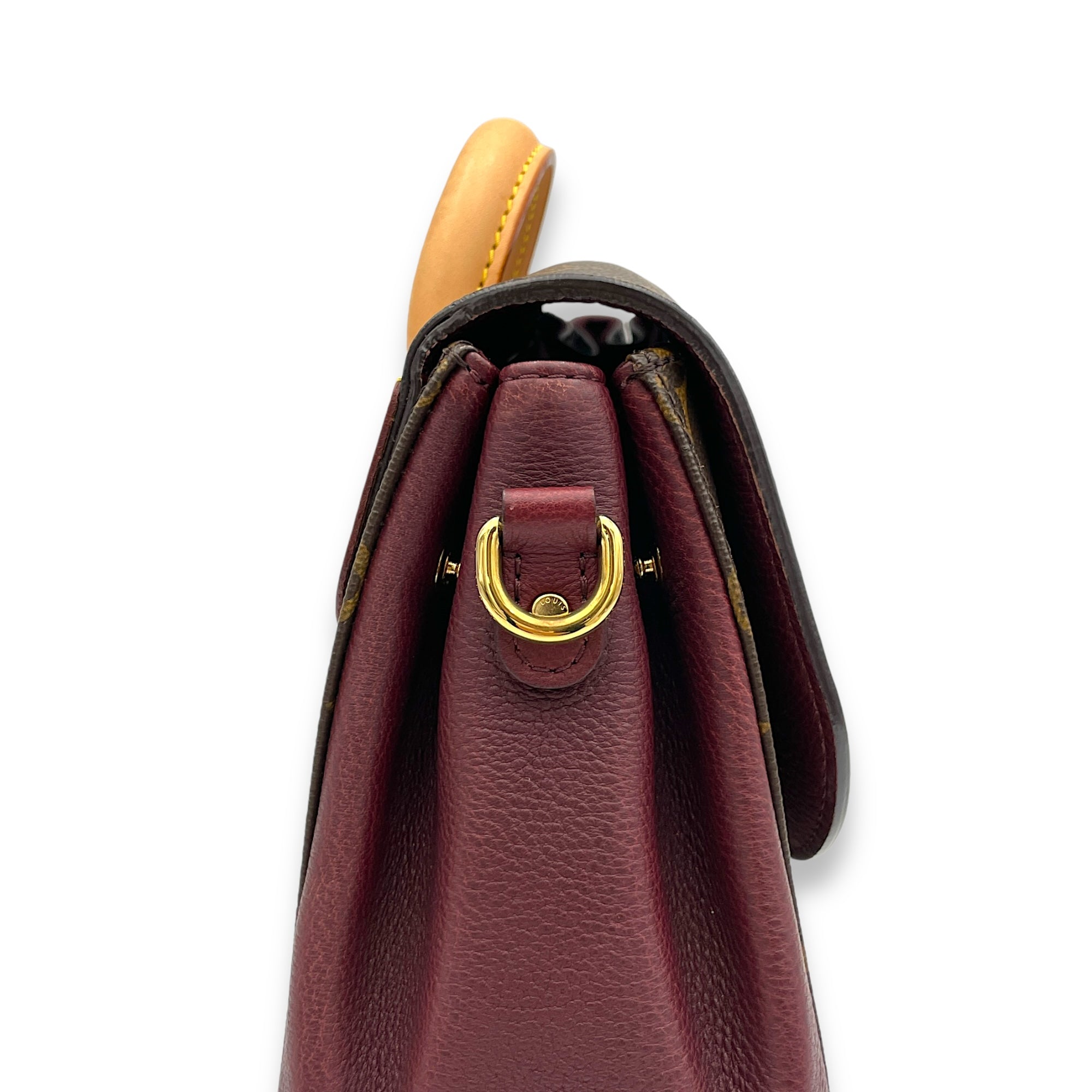 Eden MM Brown Top Handle Bag in Monogram Coated Canvas, Gold hardware